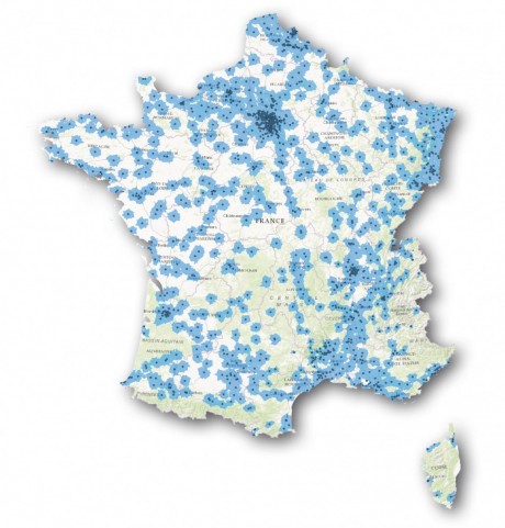 Carte des églises évangéliques en France